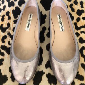 Karl Lagerfeld Shimmering Leroux 8 Metallic Ballet Flats Size 7M